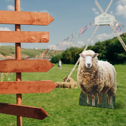 Image of 4 ft Sheep Cardboard Cutout Stand-up Lifesize Religious Sheep Backdrop Photo Props for Farm Theme Birthday Party Easter Nativity Scene Bible School Birthday Party Decorations