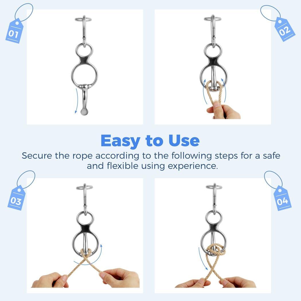 Homaisson 4 PCS Horse Tie Rings, Horse Tie Ring with Quick Snap and Eye Bolt, Heavy Duty Stainless Horse Tack and Supplies, Magnetic Safe Horse Tie Ring, Horse Training Equipment for Pulling Back