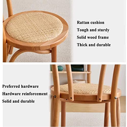 Tkhp Patio Garden Wooden Dining Chairs, Modern Minimalist Casual Rattan Chair, Home Relaxation Wicker Weaving Seat, Solid Wood Rattan Chair Stool (Color : Black, Size : 43 * 50 * 89Cm) #TOP5