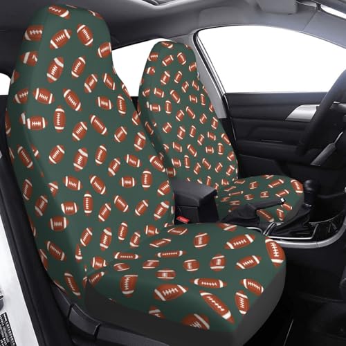 Flat American Footballs 2 Pcs Car Seat Covers Set Vehicle Front Seat Protector Auto Interior Accessories Protetors Car Mat Covers Universal fit Most Car SUV Van Truck