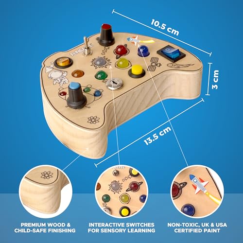Image of Fidget Pad Montessori Busy Board for Toddlers 1-3 Years, LED Lights and Functional Switches, Sensory Educational Toy, Fine Motor Skills, Travel Toy for Boys and Girls, Birthday Gift