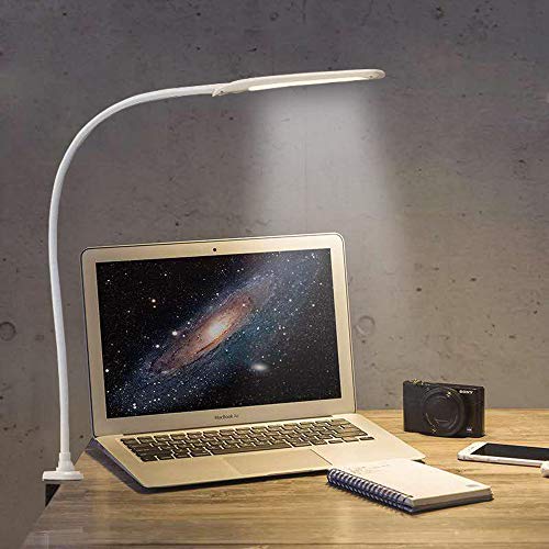 YOUKOYI Lámpara Escritorio LED, Lámpara de Brazo Largo Tipo Cuello de Cisne, Control Táctil, Regulable Lámpara de Mesa Protección para los Ojos, Luz de Lectura de 3 Modos, para Estudiar, Trabajar