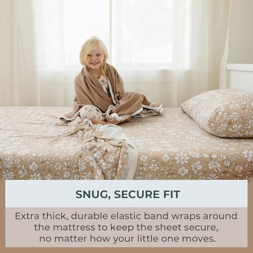 Image of Pobibaby Twin Sheet Set Kids, 3-Piece, Cotton Blend (Meadow) | Kids Bed Sheet Set, 3-Piece, Fitted Sheet, Flat Sheet, Pillowcase, Cotton Blend, Deep Pockets, Soft, Machine Wash, Seasons