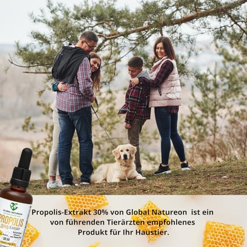 Propolis-in-Wasser-Lösung Extrakt 30% ohne Alkohol, Große Flasche 50 ml, Tinktur für Kinder & Tiere geeignet, Polyphenolen, Flavonoiden und Bioflavonoiden, 100% natürlich, alkoholfrei