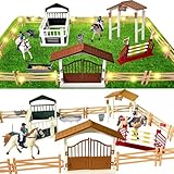 HuaMuDM Pferdestall Spielzeug Pferde, Pferdeclub Spielzeug, Pferdekoppel Pferdestall, Pferdestall Spielzeug Set mit LED Licht, Pferdestall Spielzeug mit Pferde Figuren, Horse Spielset Pferdekoppel