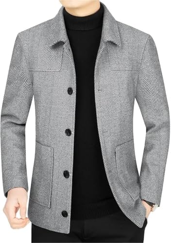 Men's Wool Blend Slim Fit Jacket Business Casual Suit Coat Notched Lapel Two Button Wedding Dress Wear