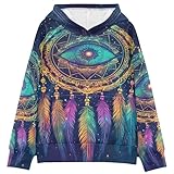 Selerdon Unisex-Child Running Hoodie Shirt Mandala All Seeing Eye Colorful Athletic Performance Active Gym Pullover with Kangaroo Pockets Hoodies Sportswear Multicolor