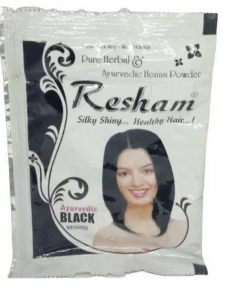generic Resham Ayurvedic Black Henna Powder, Pure Herbal Hair Colour, Silky Shiny Hair 12pack-picture-12