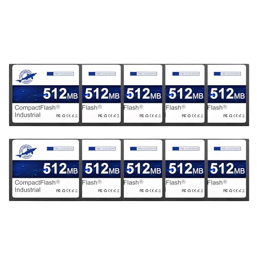 Image of Dogfish Compact Flash Memory Card 512MB 10PACK Industrial CF Type I Card FAT16 for Industrial Equipment and Vintage Digital Cameras