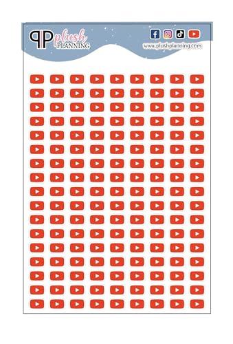 YouTub Icon Planner Stickers, YouTub Logo, Social Media Tracker