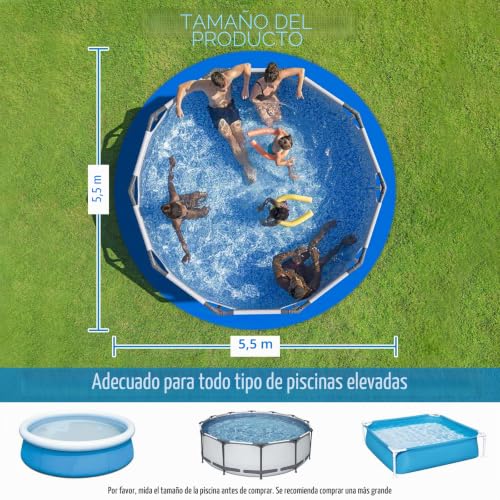 Miniatura 2 de Tivekeo Alfombrilla De Protección Para Piscina Redonda, Para Piscinas Planas, Protección De Piscinas Sobre El Suelo, Resistente A Desgarros