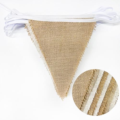 24Ft Burlap Triangle Pennant Banner Flag Ombre Brown Linen Bunting Garland Streamers for Birthday Wedding Baby Shower Engagement Camping Rustic Boho Neutral Easter Graduation Holiday Party Decorations by pinkblume - Image 3