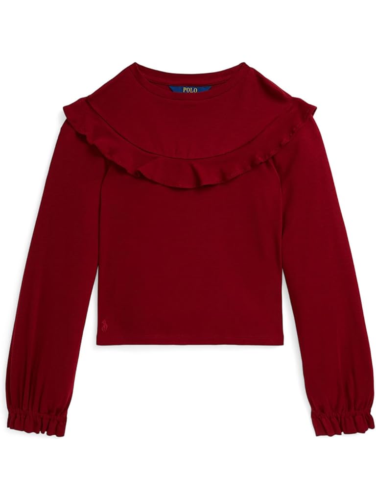 Red Polo Ralph Lauren Ruffled Cotton-Modal Top (Big Kid)