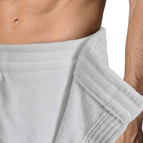 Turkish Cotton Terry Velour Adjustable Body Wrap Towel For Men (White, One Size) #TOP3