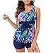 Tankini Set da donna UK Estate 2 pezzi Costumi da bagno Vendita Liquidazione Donna Boyleg Costume da bagno Push-Up Imbottito Bikini hawaiano Tankini Plus Size, 03 blu., L