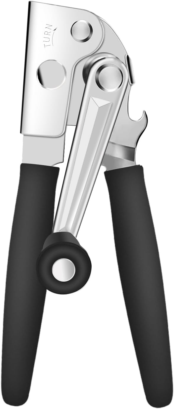 Can Opener Manual, ICEKATI Commercial Heavy Duty Can Opener for Large Cans, Folding Hand Crank Can Opener with Comfortable Long Handles, Sharp Blade Smooth Edge Can Opener