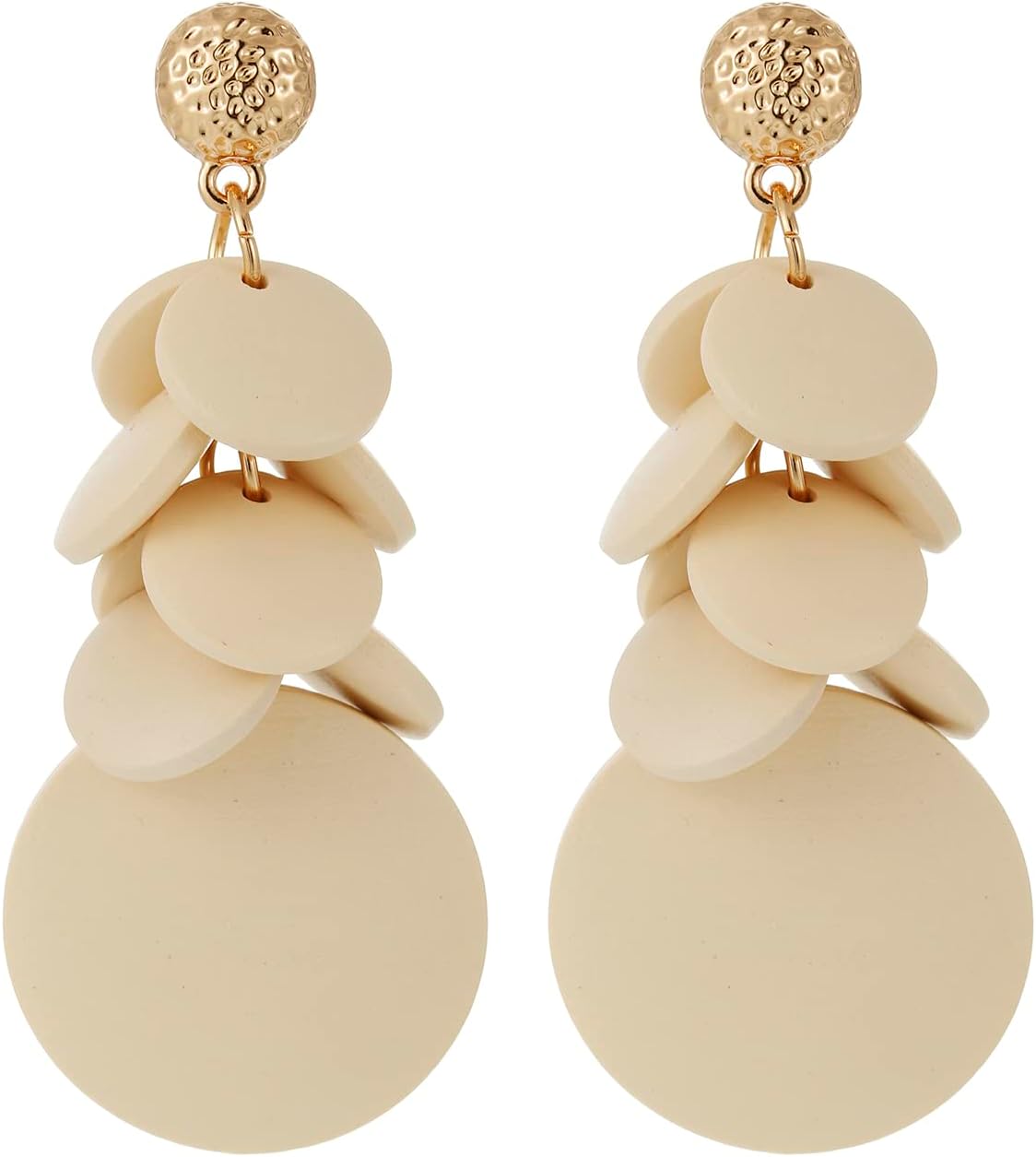 Colorful Layered Wooden Earrings, Bohemian Dangle Drop Earrings for Women