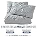 Tyfitb Pinch Pleat Duvet Cover King Size Light Grey Oversized Duvet Cover Set 3 Piece Floral Pintuck Bedding Set with Zipper Closure