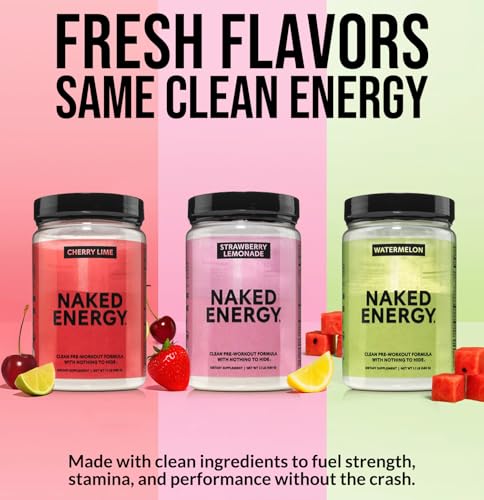 Image of NAKED Cherry Lime Energy - Clean Pre Workout Supplement for Men and Women, NSF Certified, Vegan Friendly, No Added Sweeteners, Colors Or Flavors - 30 Servings