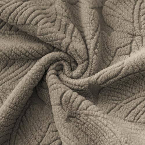 Image of House of Quirk Universal Jacquard Fabric Sofa Cover - Soft, Stretchable Couch Slipcover for 5-Seater (3+1+1), Flexible Fit, Wrinkle-Resistant & Easy to Clean (Khaki)