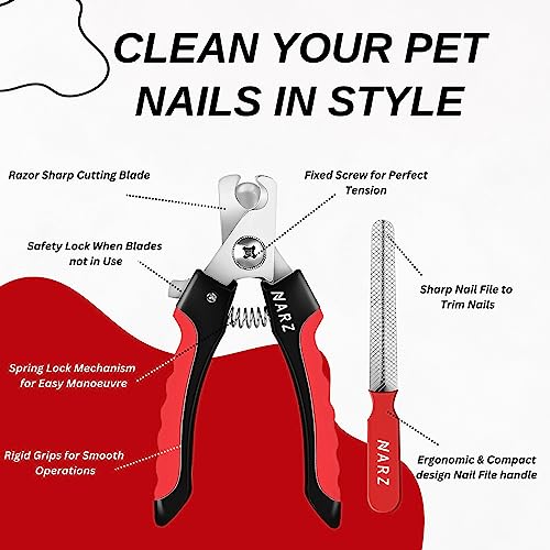 Narz Dog Nail Clippers Professional Dog Nail Trimmers & Pets Nail Trimmers Cat Nail Clipper With Pet Nail File Cat Nail Trimmers With Safety Lock To Prevent Over Cutting thumb #1