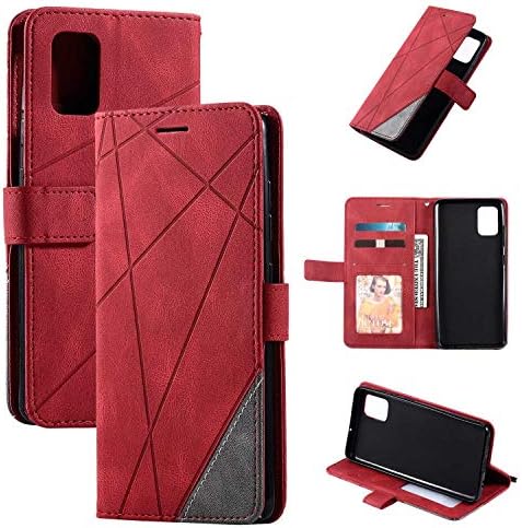 Galaxy A51 Case, SONWO Premium Leather Flip Wallet Case Magnetic Closure Card Slots Kickstand Phone Case for Samsung Galaxy A51, Red