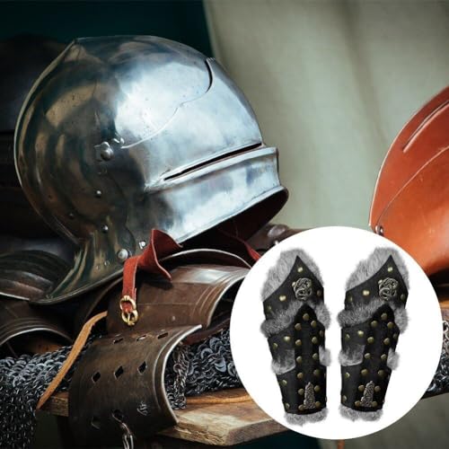 Chauffe-bras viking en cuir et brasselets médiévaux de caractère - 7