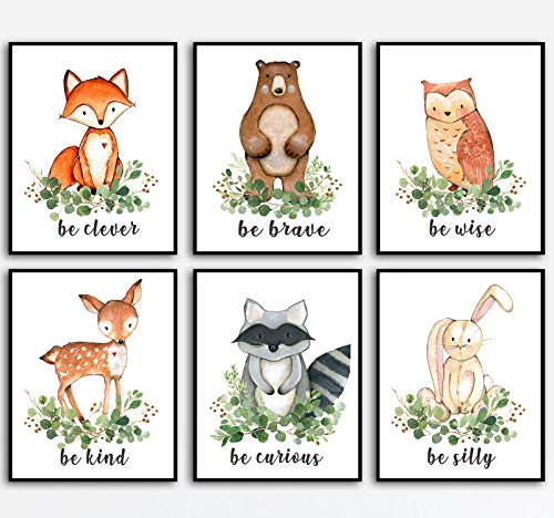 Image of Woodland Animals Nursery Wall Art - Woodland Wall Decor - Watercolor Woodland Nursery Paintings - Baby Decor - 8x10 (Unframed) Set of 6 Prints