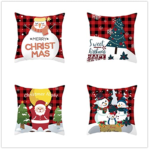 4 fundas de almohada de terciopelo de piel de melocotón, para decoración del hogar, 45,7 x 45,7 cm, para decoración del hogar, feliz, Navidad, Navidad Cover