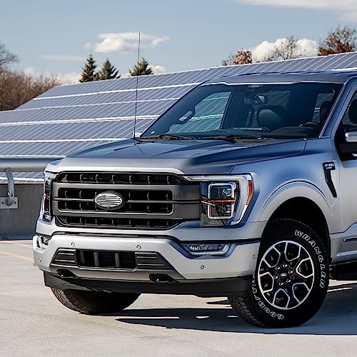 Image of 9.5 Inch Front Grille American Flag Overlay Emblem Compatible with Ford, Silver Rear Tailgate Flag Emblem Badge Compatible with F150 2015-2021
