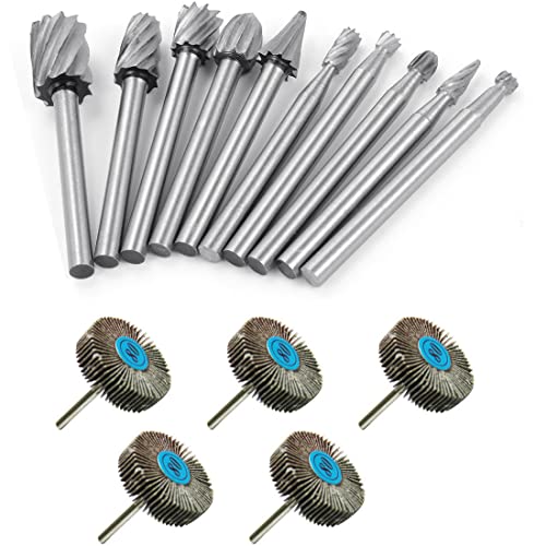 Set de 15 fresas para tallado en madera y ruedas de lija 1/8" miniatura 1