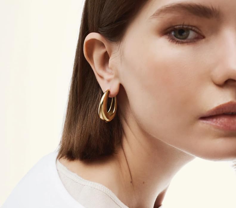 Hey Harper Hoop Earrings For Women Trendy - Lightweight Waterproof & Sweatproof Jewerly - Image 2