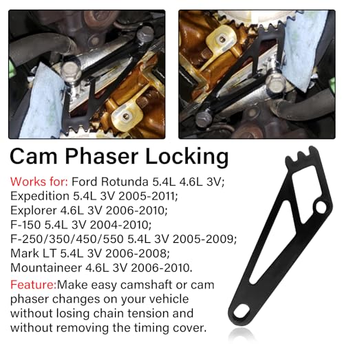 TESHITVLOG Engine Timing Repair Kit, Cam Phaser Holding Tool & Crankshaft Positioning Wrench Holder & Timing Chain Locking Wedge Tool Compatible for Ford 4.6L/5.4L 3V Engine
