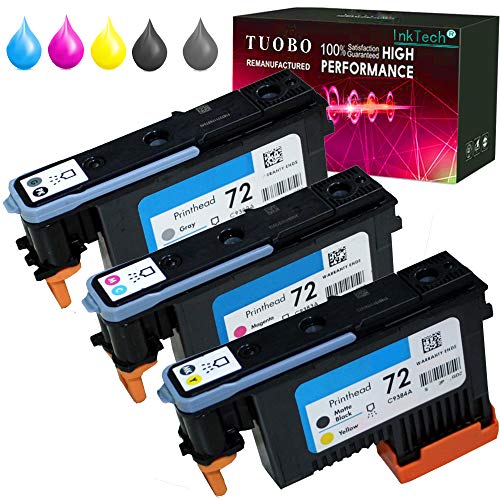 Tuobo 72 Remanufactured printheads C9380A C9383A C9384A with New Updated Chips Compatible with Designjet T610 T620 T770 T790 T1100 T1120 1200 T1300 T2300 (1 Set Printhead)