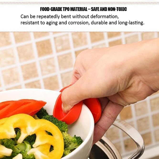 2PCS Silicone Finger Gripper Heat Resistant Plate Clip – Random Color Mini Anti-Scald Clamp for Hot Dishes, Bowls & Pots – Non-Slip Kitchen Food Grade Holder for Microwave, Oven & Cookware