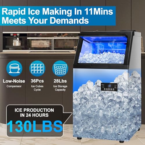 Fabricadora de Hielo Comercial 130 lbs/24h Acero Inoxidable miniatura 4