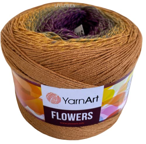 Image of Yarn Art YarnArt Flowers Yarn 55% Cotton 45% Acrylic 250gr 1094yds Multicolor Cotton Yarn Rainbow Crochet Yarn Spring Summer - 1 Fine Sport Skein (315)