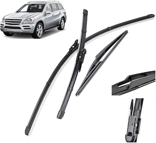 Juego de limpiaparabrisas delantero y trasero compatible con Mercedes Benz GL-Class X164 2005-2012 parabrisas ventana 28 + 21 + 12 pulgadas