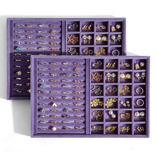 Image of Large Velvet Jewelry Tray Display Drawer Inserts 2 Pack