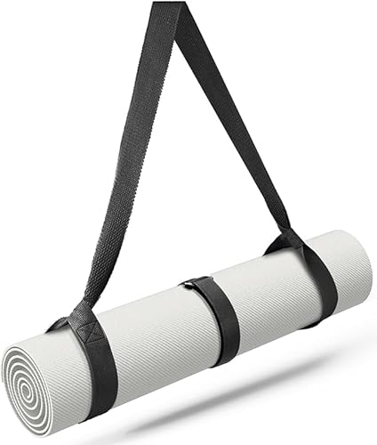 MRZZATA - Yoga Mat Strap, Adjustable Thick and Wide Yoga Strap for Carrying Mat or Stretching, Yoga Mat Carrier Strap with Tighten Strap, Black