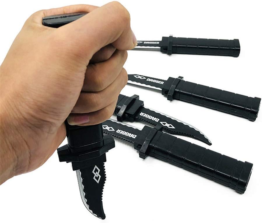 5 pcs Funny Trick Joke Toy Plastic Fake Spring Retractable Knife Fools Friends for Children Teens Prank Props