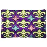 KJIZMO Mardi Gras Dog Bed Mat, Soft Comfortable Warm Crate Pad with Anti-Slip Bottom, Machine Washable Pet Mattress for Pets Sleeping for Large Medium Dogs & Cats 24x18in