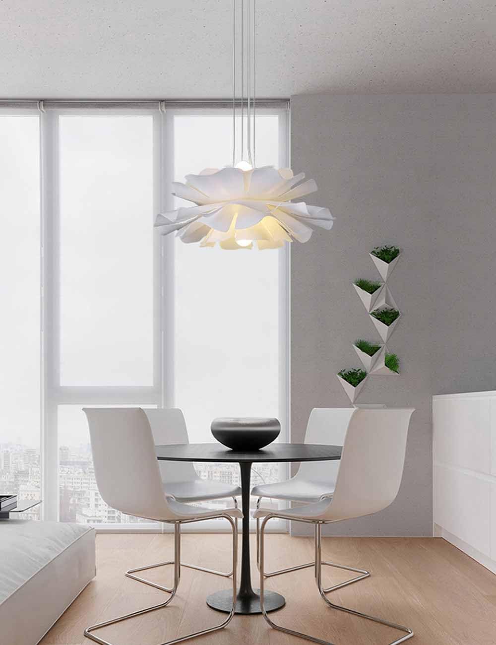 TRIVIDHA Lámpara Colgante Blanca Nórdica Con Forma De Flor Lámparas De Diseño De Arte Acrílico Creativo Lámpara Colgante De Altura Ajustable Para Dormitorio Para Sala De Estar Restaurante Pasillo Café