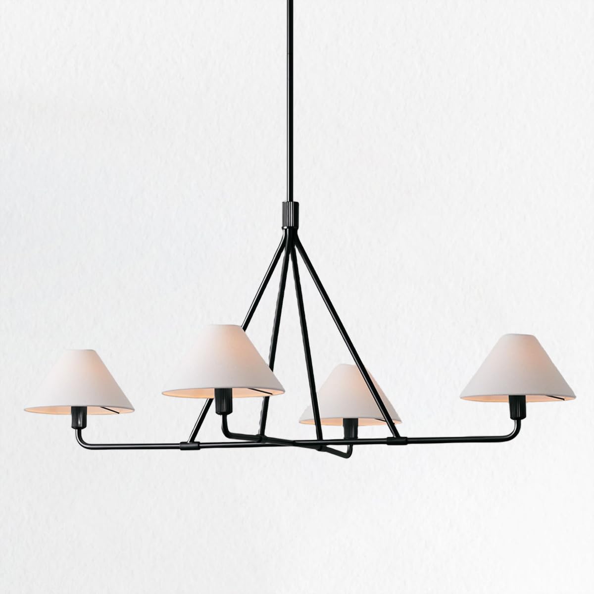 Linen Shades Chandelier, Beatrix Chandelier - Linen Shades, 46.25 Dia. x 30 h (Matte Black)