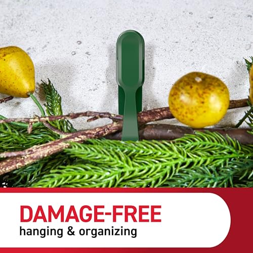 Image of Command Fireplace Mantle Garland Holder for Displaying Garlands, Wreaths, and Holiday Decor Without Leaving Damage, Holes, or Residue, Holds 2lbs, Green, 6 Pack
