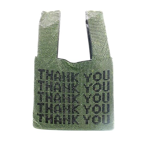 Image of Women Rhinestone Evening Bag Shiny Printed Thankyou Handbag Trendy Shoulder Tote Glitter Soft Satchel for Prom