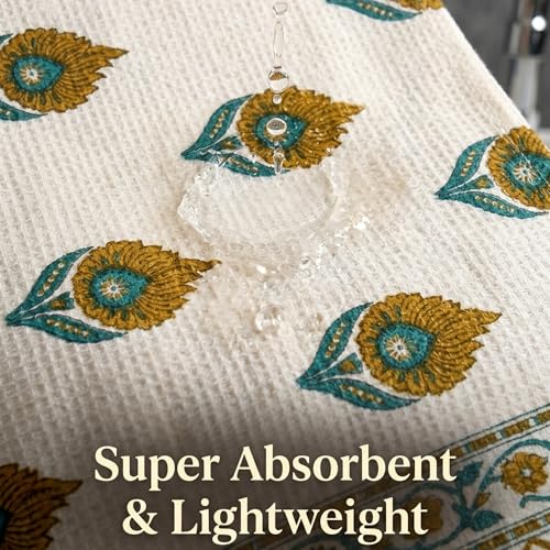 Image of Mafatlal Madhuban Premium Waffle Cotton Bath Towel (147x76 cm) | 250 GSM | Soft, Quick Dry, Lightweight & Super Absorbent | Thai Curry Color