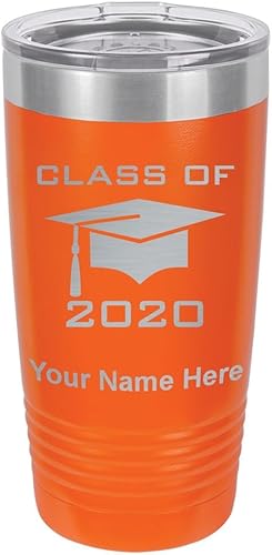 LaserGram Vaso aislado al vacío de 20 onzas, con grabado personalizado incluido (naranja)