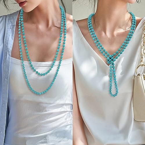 Firstmeet Fashion Beads Rope Knot Long Beaded Necklace Versatile 60" Strand Costume Jewelry for Women2