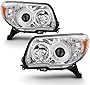 VIPMOTOZ Chrome Bezel OE-Style Halogen Projector Headlight Headlamp Assembly Replacement Pair For 2006-2009 Toyota 4Runner Driver & Passenger Side Set